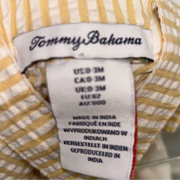 Tommy Bahama Infant Seersucker Stripe Print Overalls - Picture 3 of 6